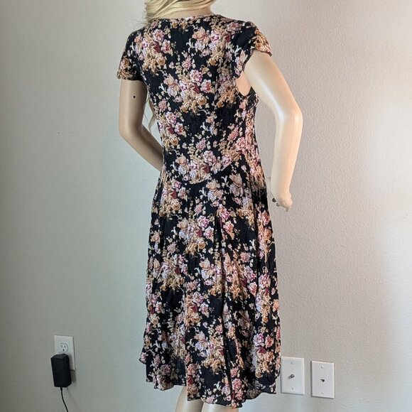 Denim and Supply Ralph Lauren Dress Size 6 Floral Flutter Sleeve Hi-Low hem - Picture 5 of 16